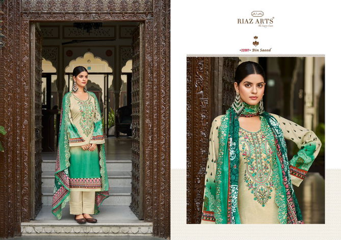 Bin Saeed Vol 2 By Riaz Arts Lawn Digital Printed Dress Material Suppliers In India
